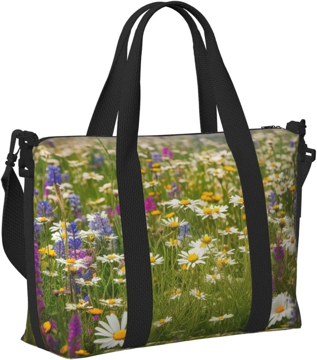 Sports Gym Bag for Women Men Travel Duffel Bag Tote Weekender Bag Carry on Overnight Bag for Travel Swimming Fitness Workout Sports Spring Meadow Flowers Duffle Bag