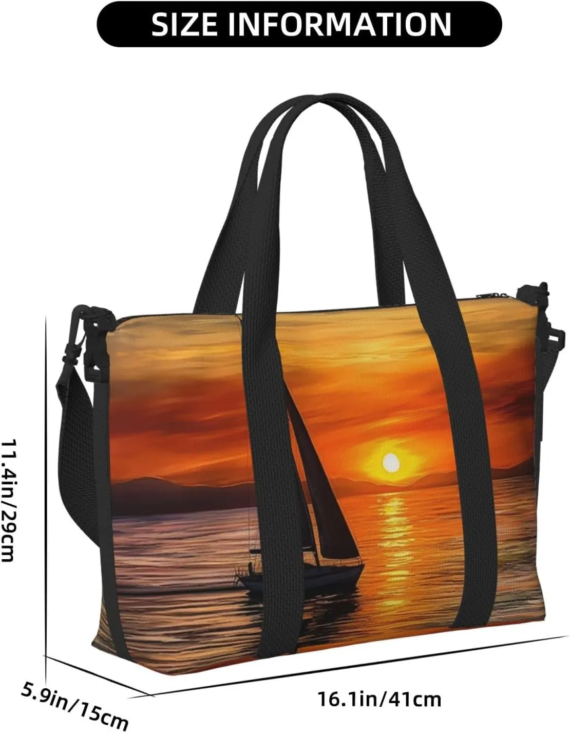 Sports Gym Bag for Women Men Travel Duffel Bag Tote Weekender Bag Carry on Overnight Bag for Travel Swimming Fitness Workout Sports Sunrise Sailing Boat Duffle Bag