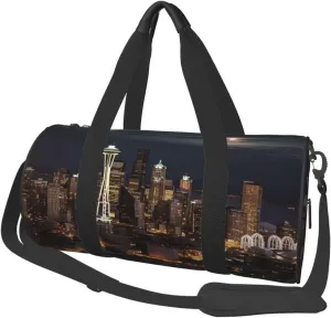 Sports Gym Bag for Women Men Travel Duffel Bag Tote Weekender Bag City Seattle Carry on Overnight Bag for Travel Swimming Fitness Workout Sports Duffle Bag