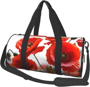 Sports Gym Bag for Women Men Travel Duffel Bag Tote Weekender Bag Poppy Flowers Vivid Petals Carry on Overnight Bag for Travel Swimming Fitness Workout Sports Duffle Bag