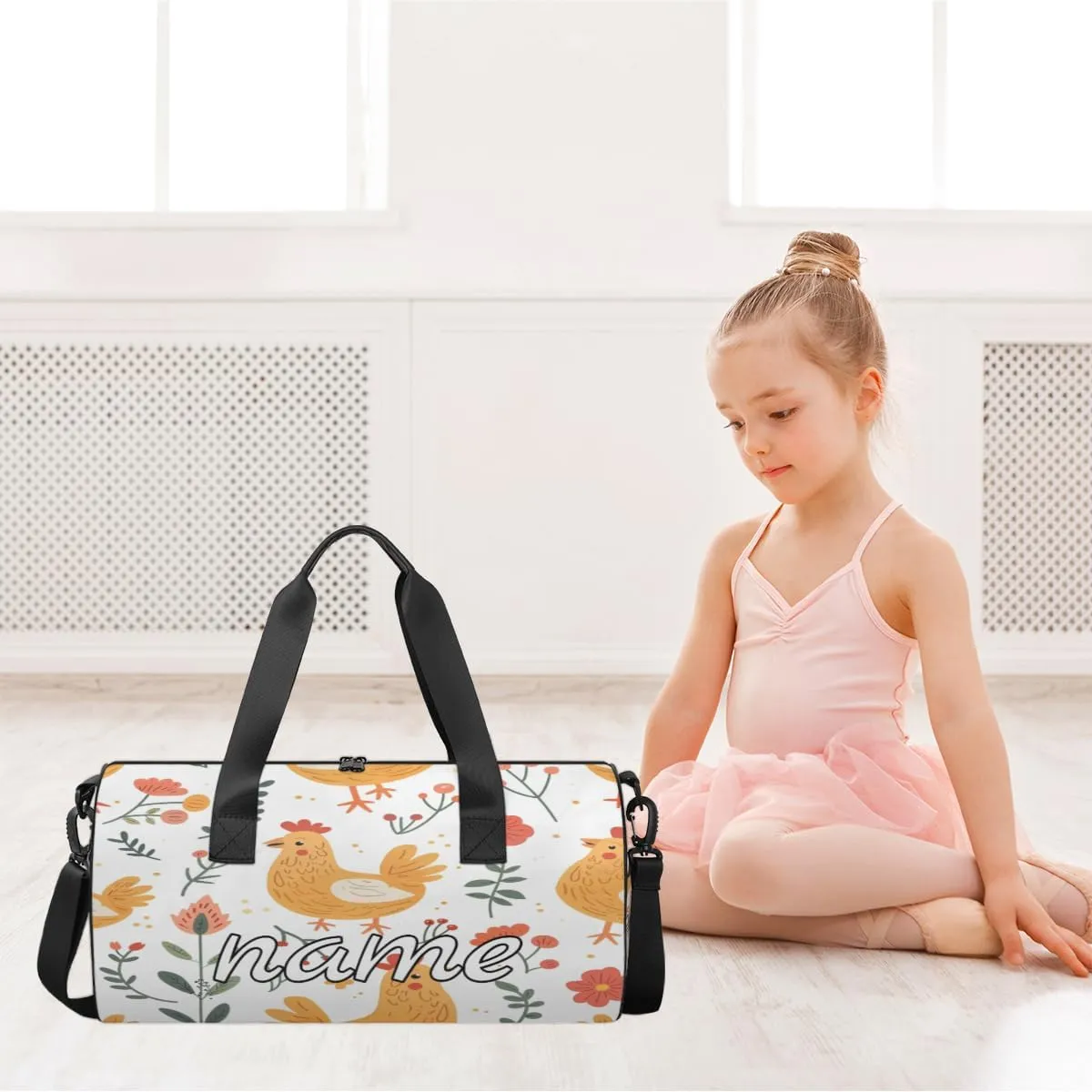 Spring Custom Duffel Bags Hen Floral Weekender Bags Custom Sport Duffel Bag Carry on Overnight Weekender Bag