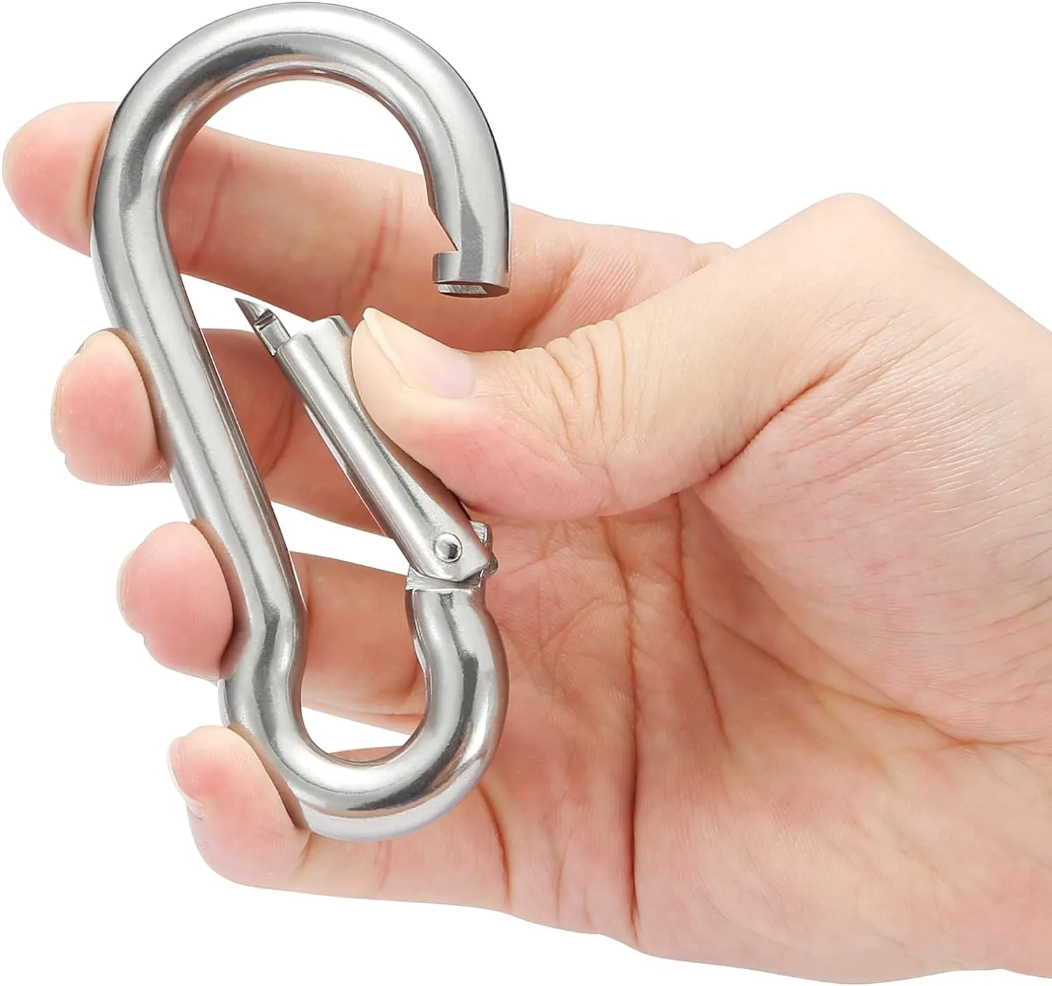 sprookber Stainless Steel Spring Snap Hook Carabiner - 304 Stainless Steel Clips, Set of 6