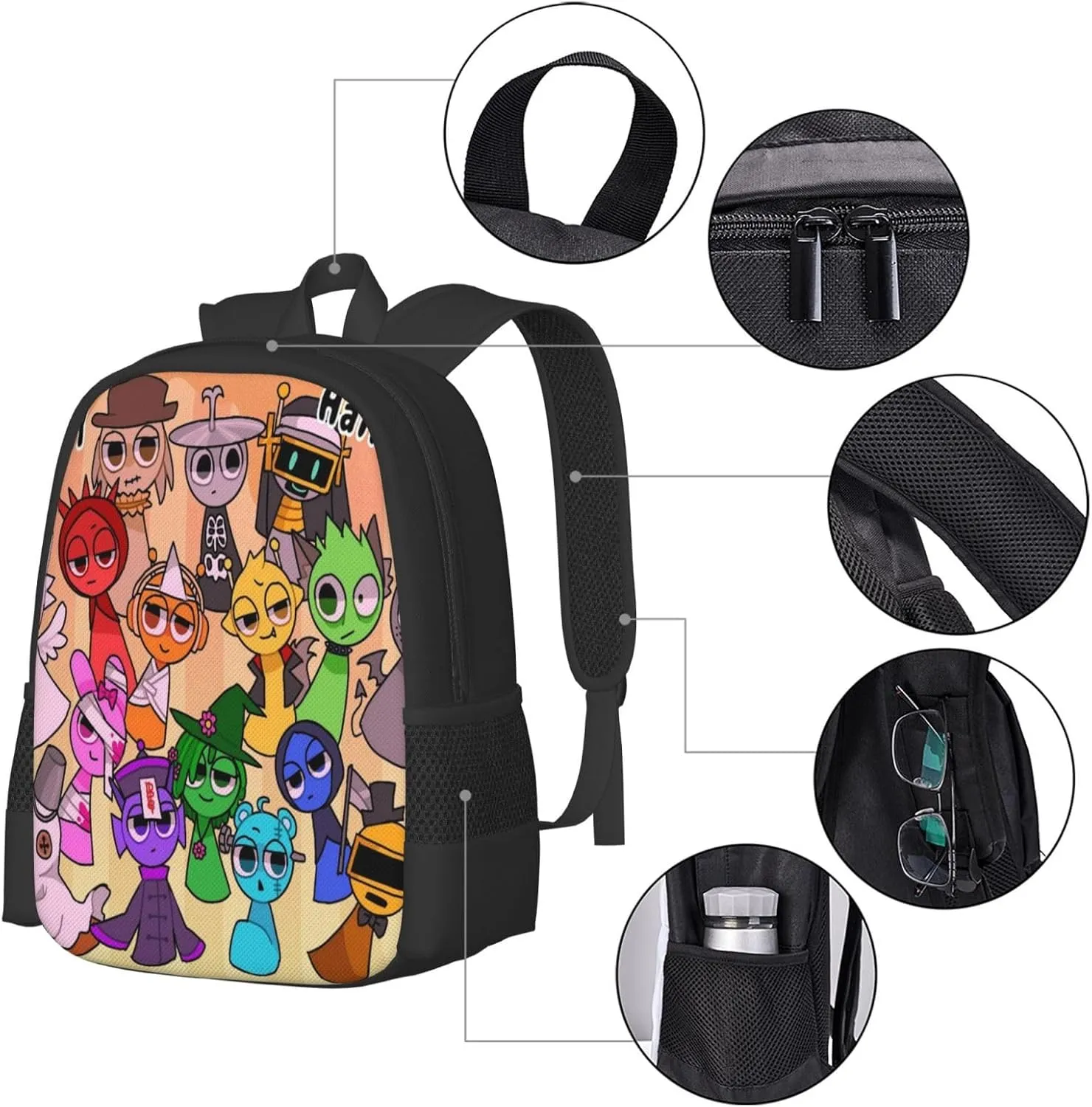 Sprunki Backpack Fashion Casual Travel Bag Classic Print Backpack