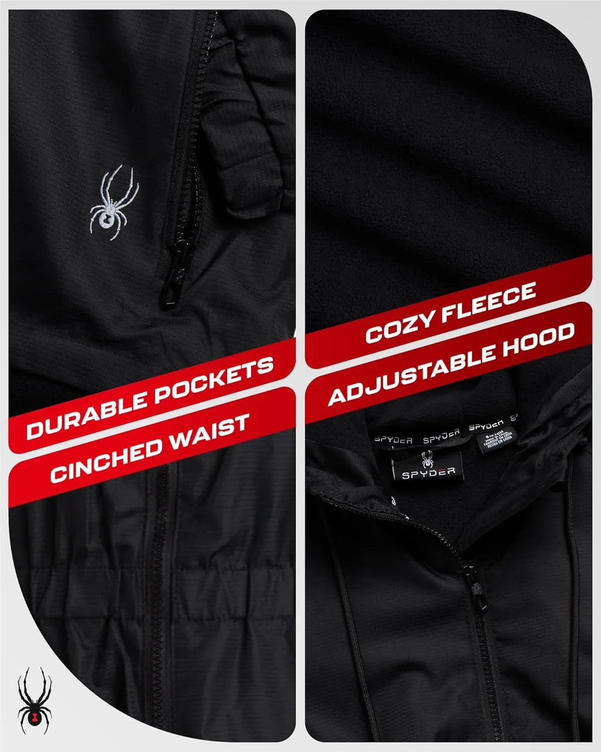 Spyder Womens Rain Jacket - Fleeced Lined Wind breaker Raincoat for Women Zip Up Wind & Water Resistant Jacket Women