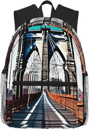 SSIMOO Brooklyn Bridge Print Trendy Leisure Backpack Your Ideal Travel Companion,A Must-Have For Outdoor Travels