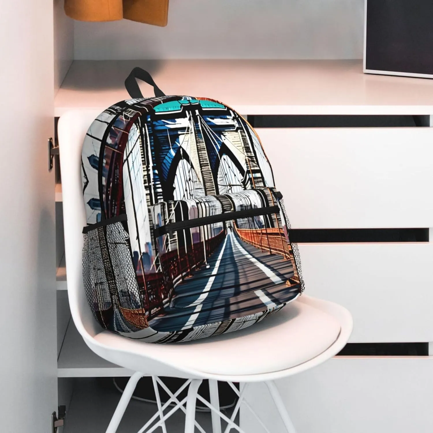 SSIMOO Brooklyn Bridge Print Trendy Leisure Backpack Your Ideal Travel Companion,A Must-Have For Outdoor Travels