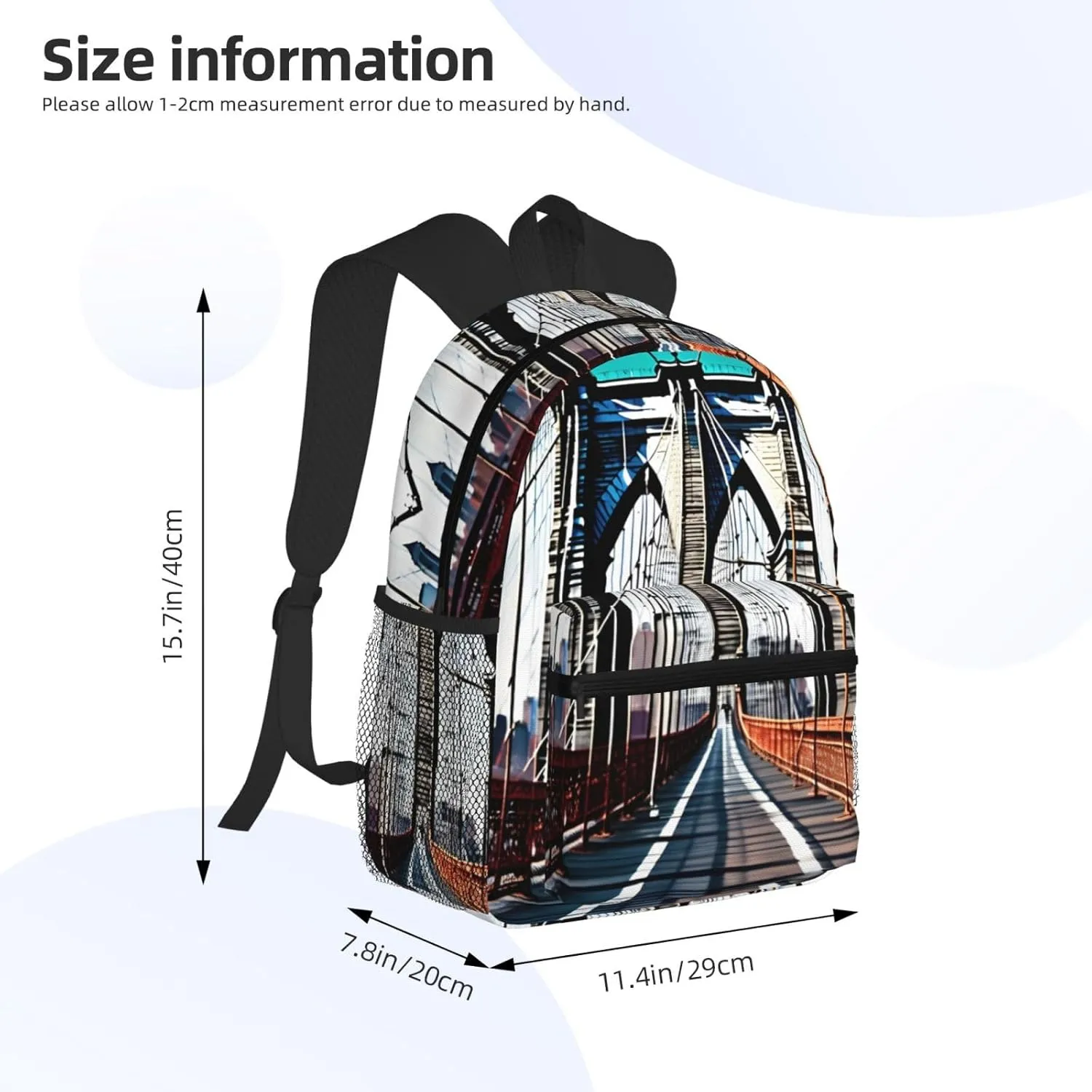 SSIMOO Brooklyn Bridge Print Trendy Leisure Backpack Your Ideal Travel Companion,A Must-Have For Outdoor Travels