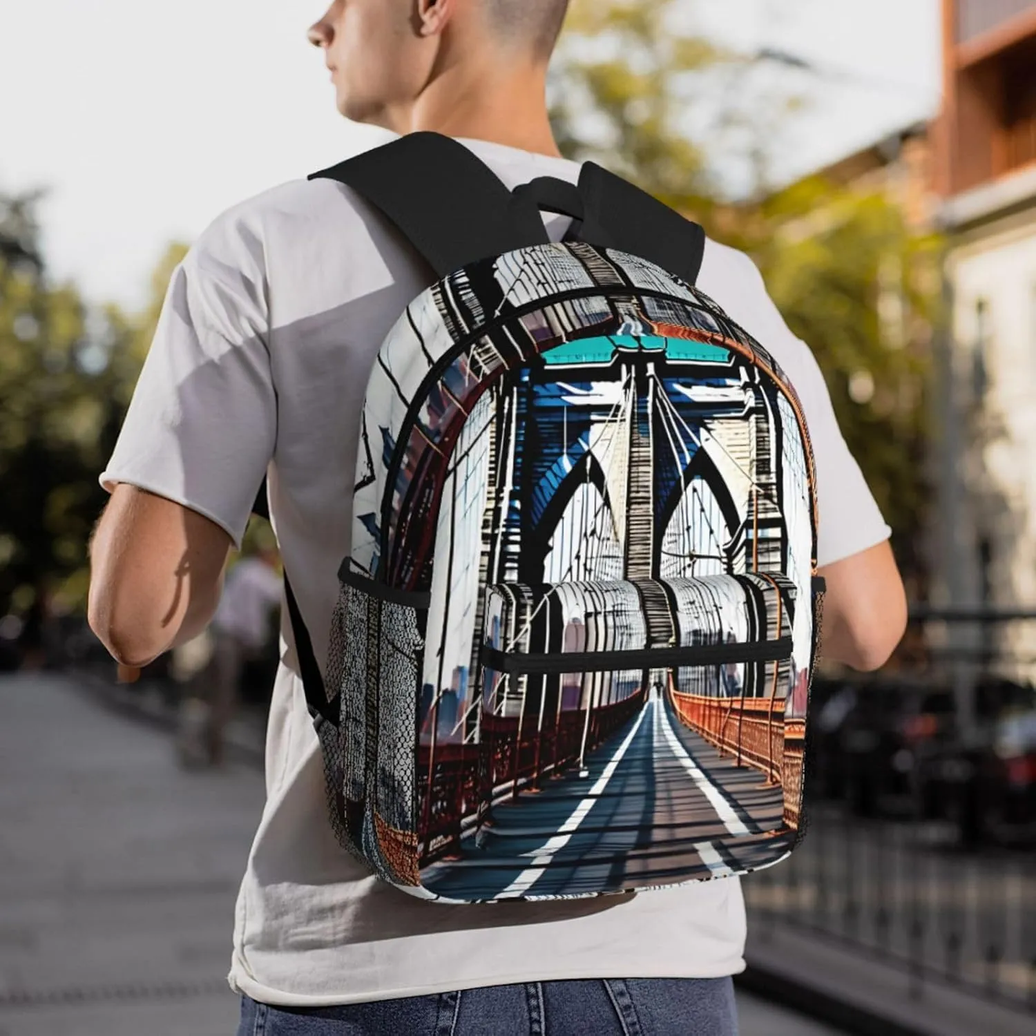SSIMOO Brooklyn Bridge Print Trendy Leisure Backpack Your Ideal Travel Companion,A Must-Have For Outdoor Travels