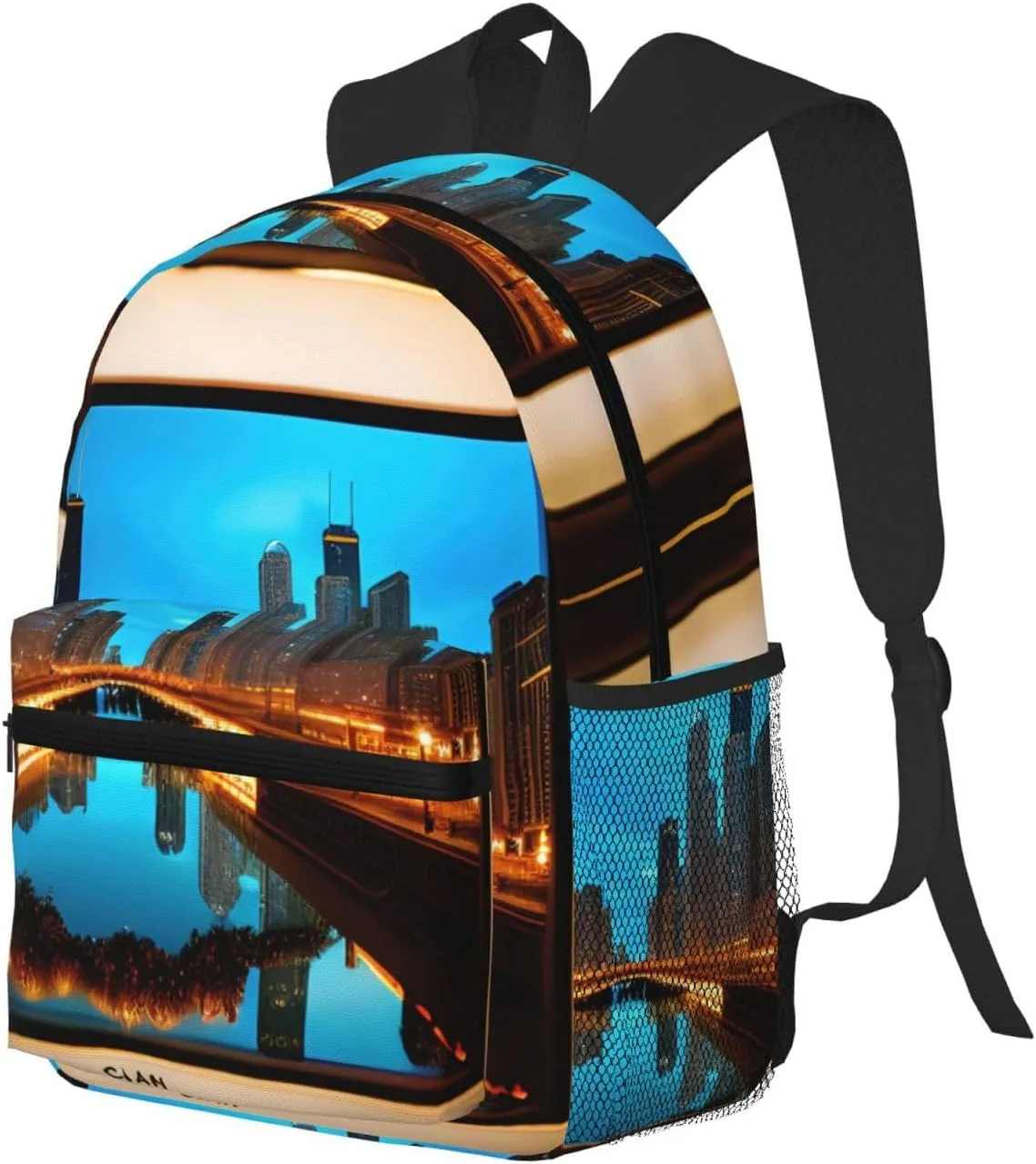 SSIMOO Chicago Reflected Print Trendy Leisure Backpack Your Ideal Travel Companion,A Must-Have For Outdoor Travels, SB-122