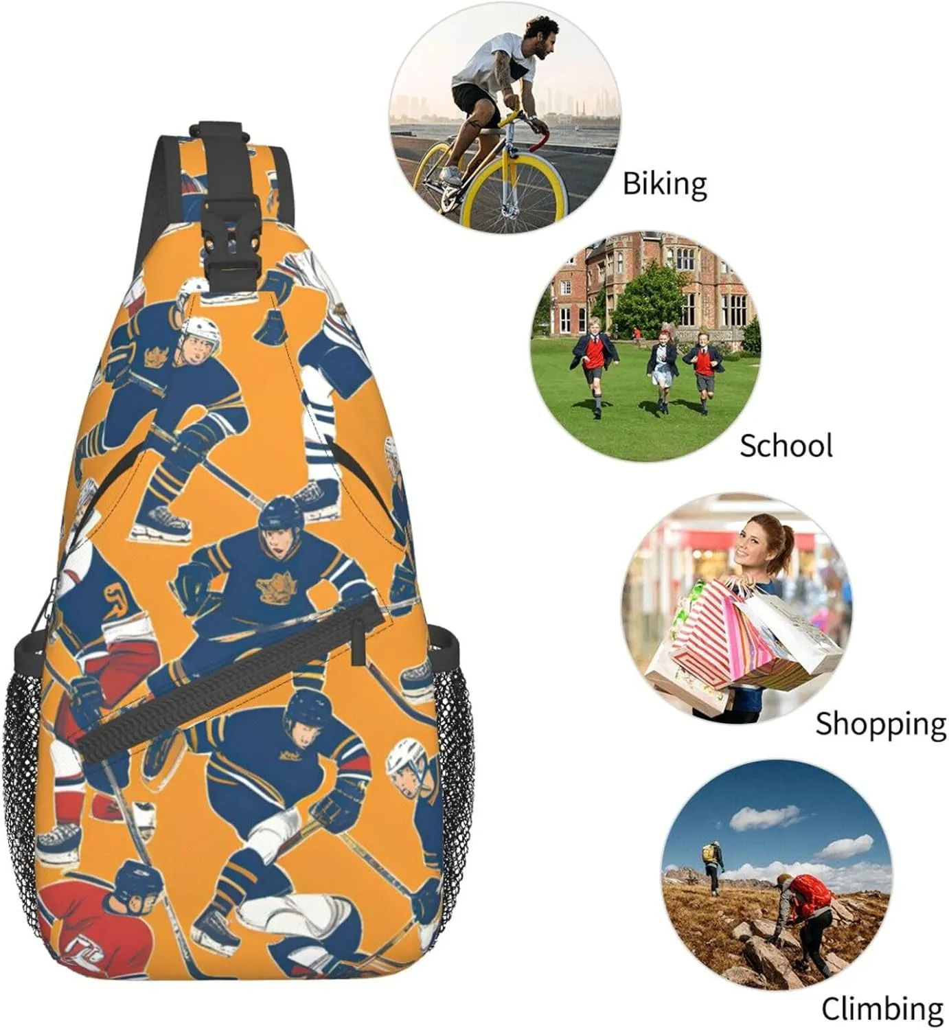 SSIMOO Hockey Versatile Travel Hiking Backpack-Perfect For Outdoor Cycling,Chest Shoulder Bag