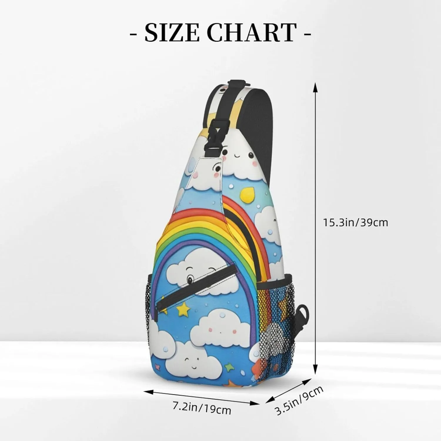 SSIMOO Rainbow Clouds Raindrop Versatile Travel Hiking Backpack-Perfect For Outdoor Cycling,Chest Shoulder Bag