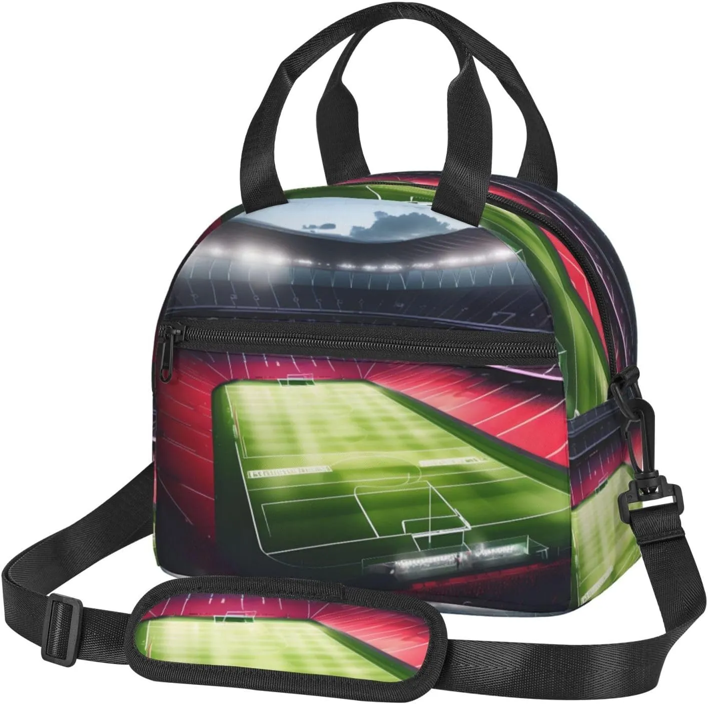 Stadium Football Satdium Field Light Night Print Lunch Bag Adult Lunch Box for Women and Men with Adjustable Shoulder Adult Tote Bags