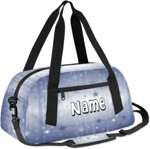 Star Stripe Indigo Personalized Kids Duffle Custom Duffel Bag for Little Girls Boys Overnight Bag Mini Gym Duffle Bag 18.5 Inch 4th of July Weekender Bag for Kids Travel Sport Duffle Bag