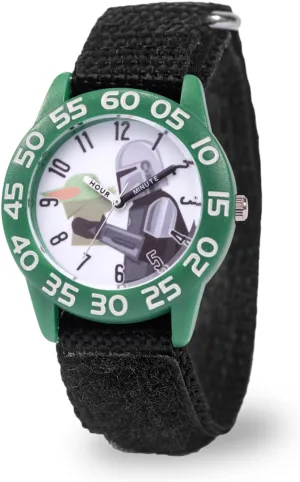 STAR WARS The Mandalorian Kids' Plastic Time Teacher Analog Quartz Nylon Strap Watch
