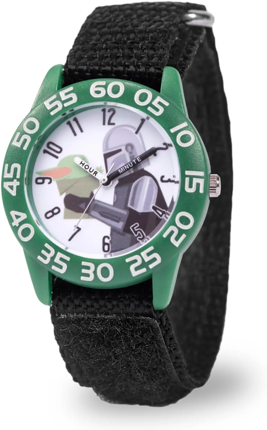 STAR WARS The Mandalorian Kids' Plastic Time Teacher Analog Quartz Nylon Strap Watch