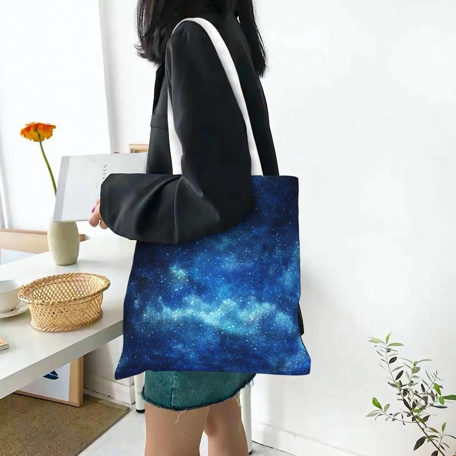 Starry Sky Wallpaper Tote Bag Reusable Shoulder Tote Bag For Women Lady Vacation, Shopping, Work