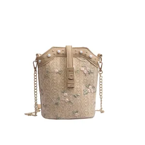 Straw Bucket Vintage Bag