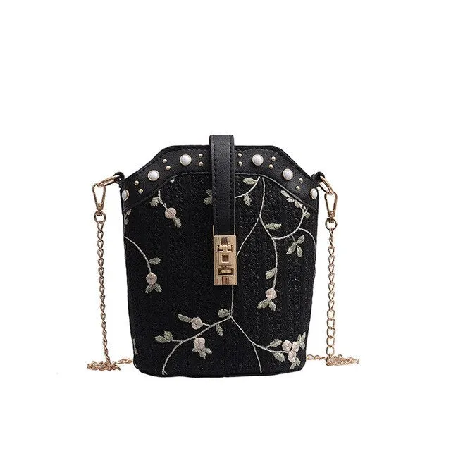 Straw Bucket Vintage Bag