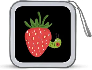 Strawberry Caterpillar DVD Case Portable 40 Capacity CD Disc Collection Large Storage Disc Wallet Bag