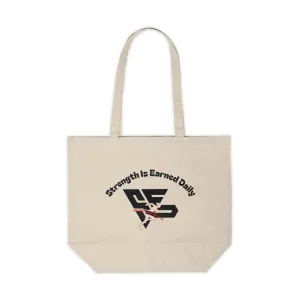 Strength is Earned Daily Canvas Tote Bag - Motivational Shopping Bag for Fitness Enthusiasts