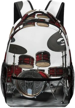 Stylish Backpack, Cool Drum Set Print Durable Backpack Travel Backpack Hiking Backpack Ergonomic Backpack Comfortable Backpack