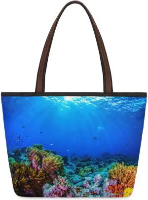 Submarine Corals Tote Bag for Women Womens Handbags Tote Bags for Travel Beach Gym