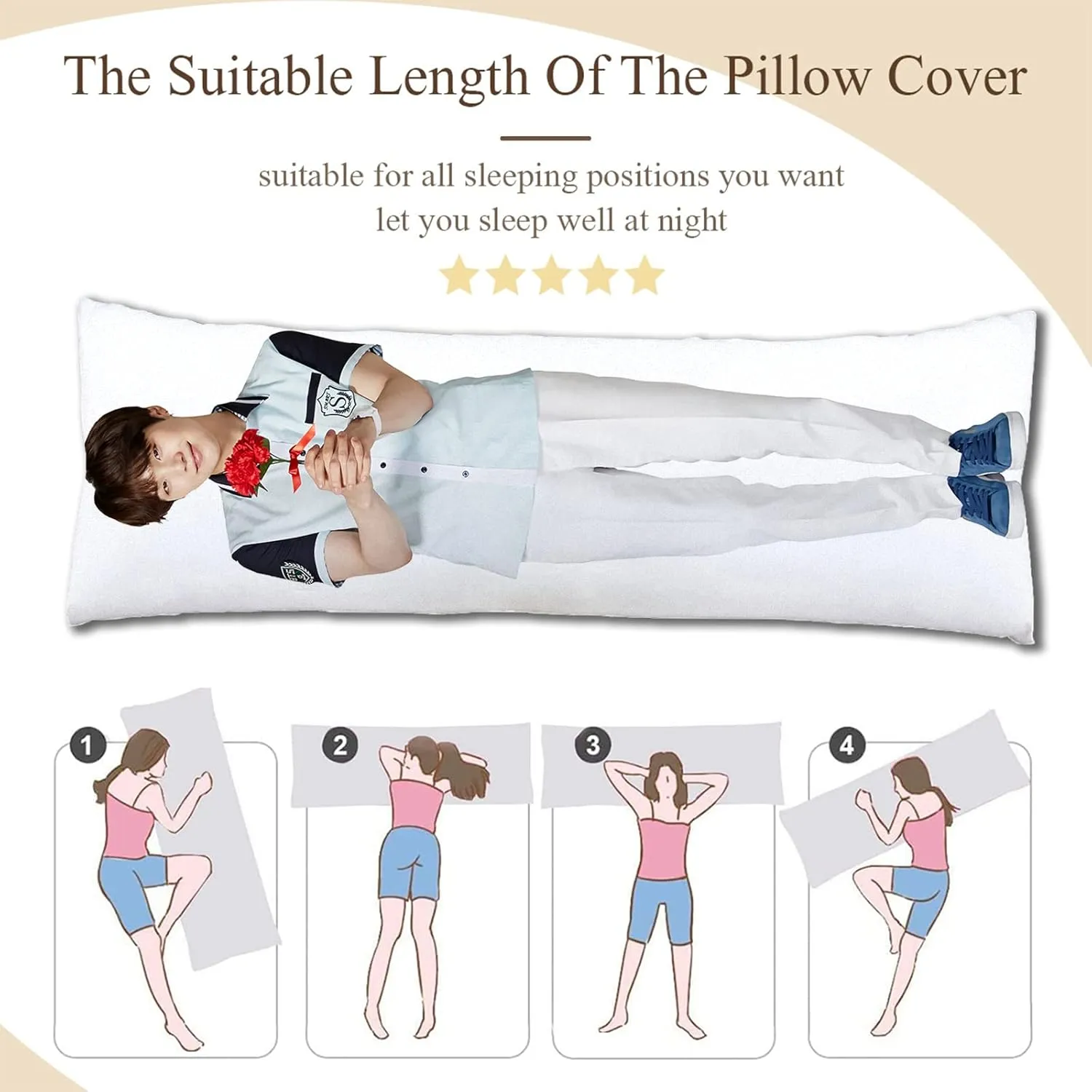 SUGA Hug Body Pillow Case Singger Pillowcase Cover for Fans 20"x59"(50x150cm)