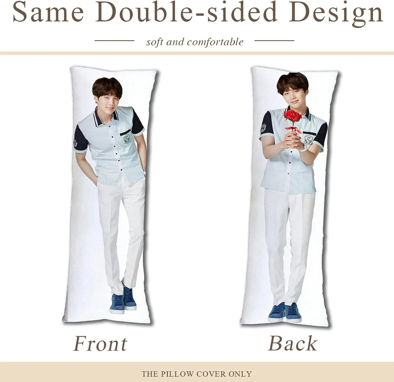 SUGA Hug Body Pillow Case Singger Pillowcase Cover for Fans 20"x59"(50x150cm)