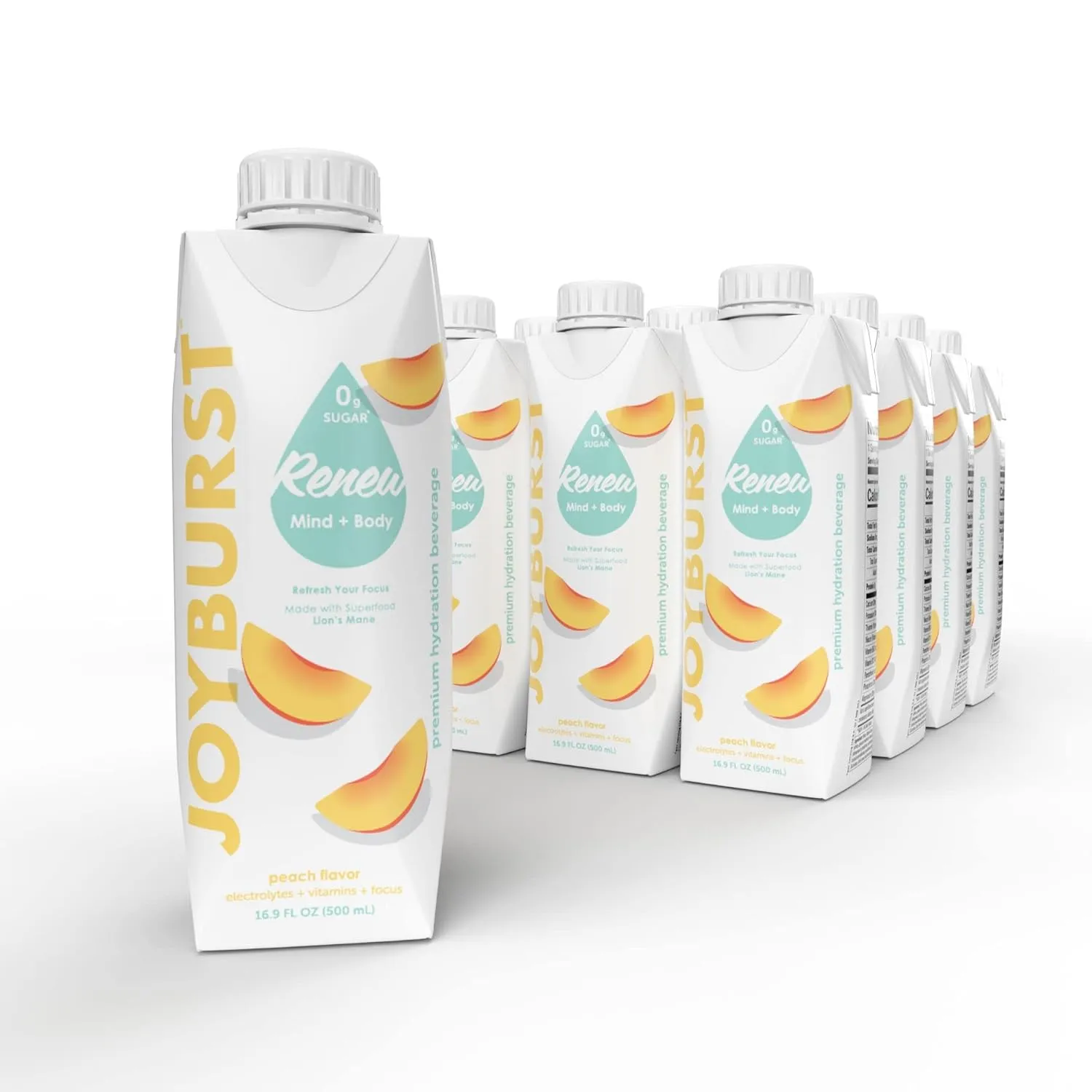 Sugar Free Electrolyte Water, Zero Calorie Hydration Drink, Refresh, Hydrate & Recover, Electrolytes Vitamin B's   Focus, Comes in Eco-friendly Tetra Pak® packages (Peach, 12 Packs)