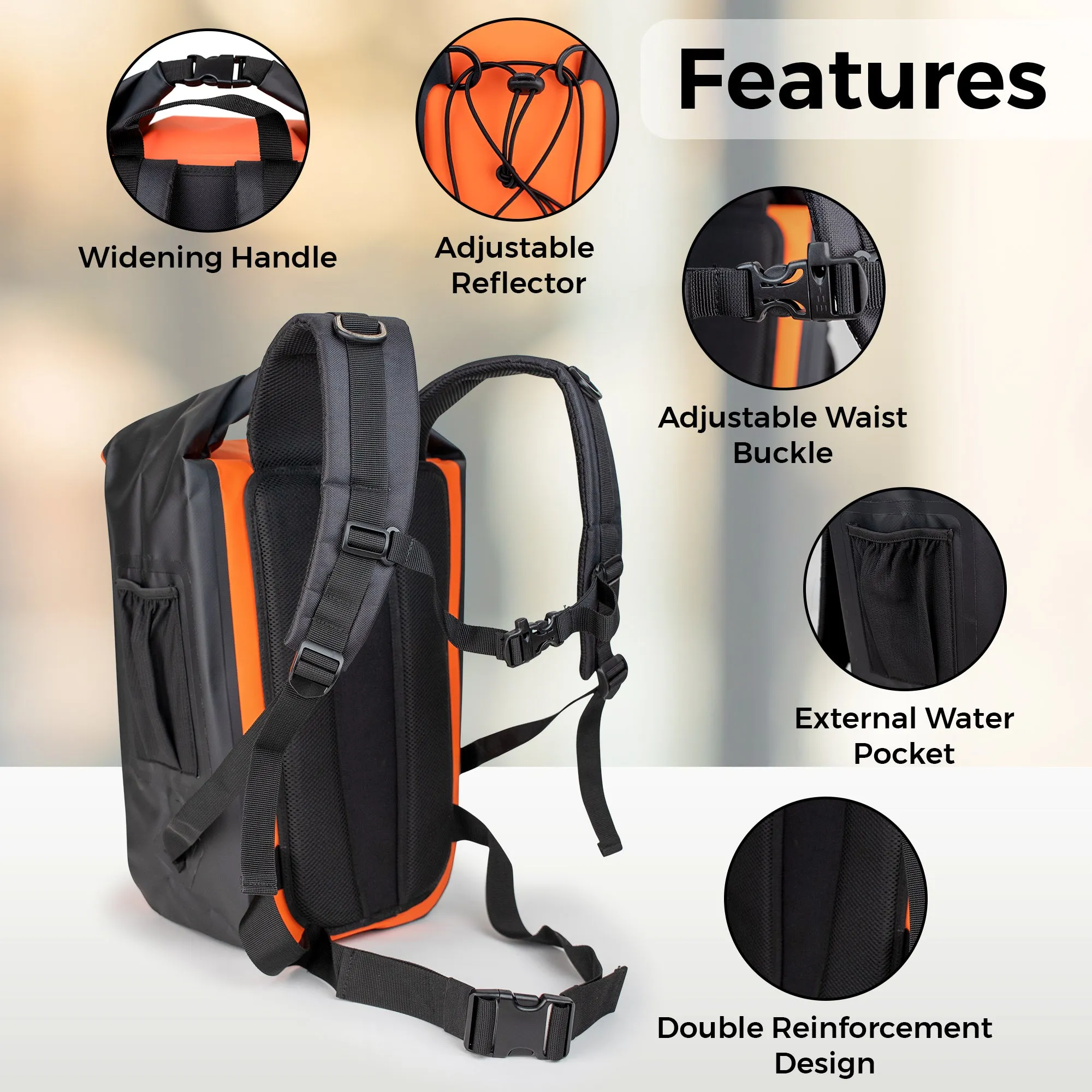 Summit Outwear Waterproof Backpack, Dry Bag Backpack for Men and Women with Roll Top Closure, Cushioned Back Panel, Large Dry Sack With Water Bottle Pocket 35 Liters (Green)