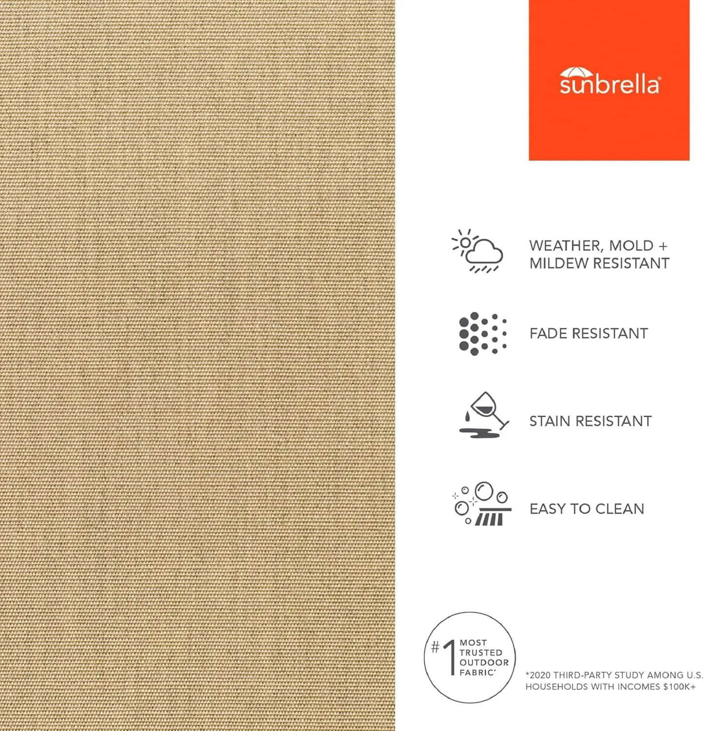 Sunbrella Canvas 5476-0000 Heather/Beige, Fabric by the Yard