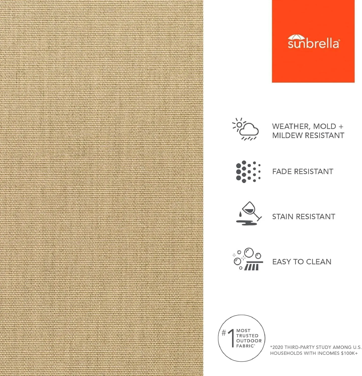 Sunbrella Canvas 5476-0000 Heather/Beige, Fabric by the Yard