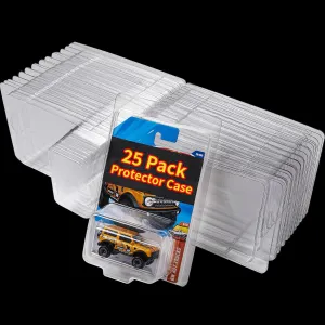 SUNFATT Protector Case for Hot Wheels,25 Pack Display and Storage Protector Packs for 1/64 Scale Diecast Cars,Clear Plastic Showcase with Snap-fit Clasp,Fits Basic Hot Wheels and Matchbox Cars