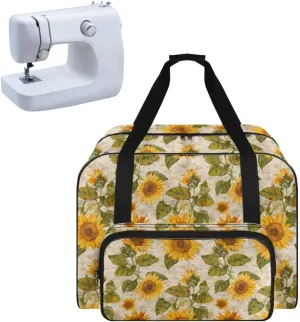 Sunflower Sewing Machine Carrying Case Tote Bag with Pockets Case Carry Bag, Portable Sewing Machine Bag Suitable for Most Standard Singer, Brother, Janome