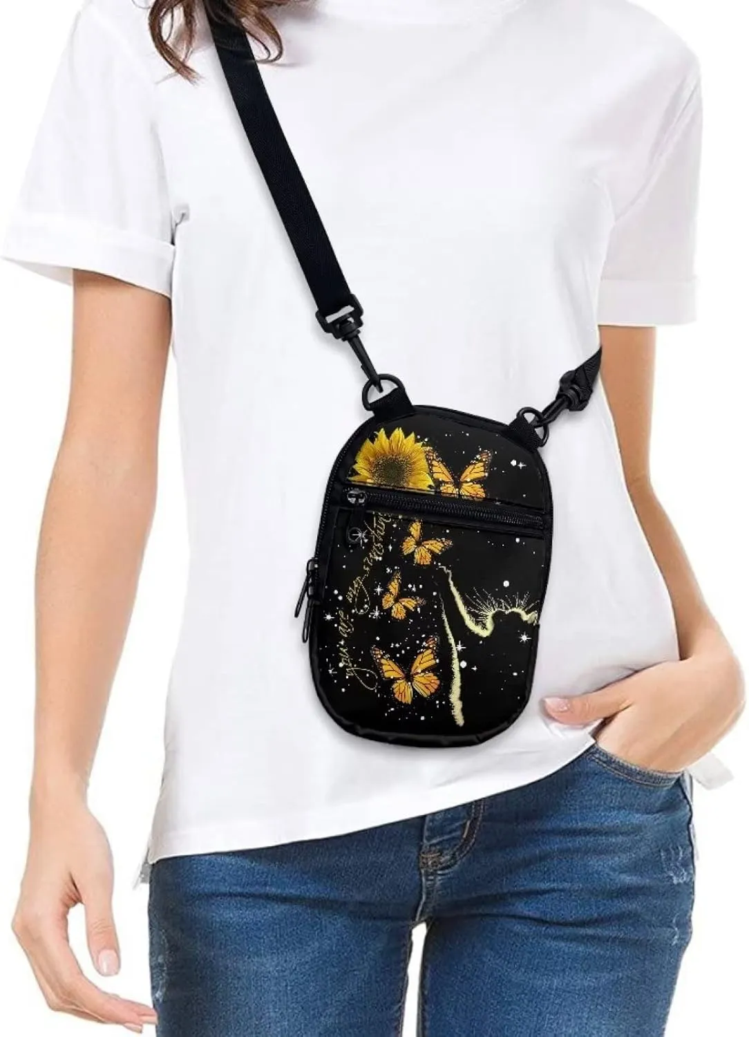 Suobstales Messenger Bag for Women Crossbody Zipper Bag with Adjustable Strap Portable Phone Purse Shoulder Handbag