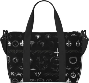 Supernatural Symbols Black print Duffel Bags for Traveling - Lightweight Personal Item Travel Bags for Women, Gym Bags for Men