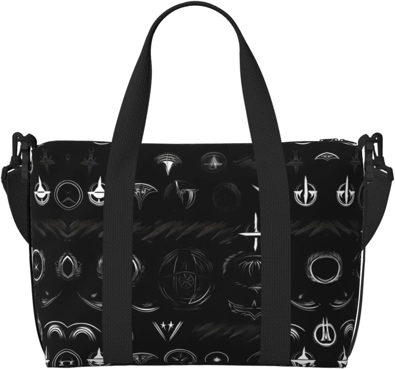 Supernatural Symbols Black print Duffel Bags for Traveling - Lightweight Personal Item Travel Bags for Women, Gym Bags for Men