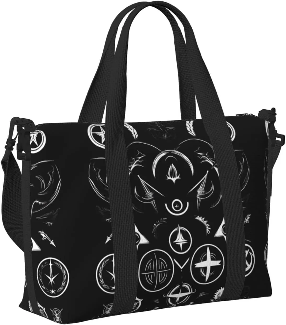 Supernatural Symbols Black Small Duffel Bag Foldable Travel Bag Weekender Bag Overnight Gym Hospital Bags For Women&Men