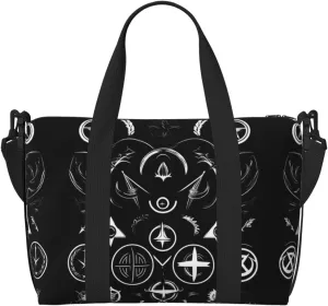 Supernatural Symbols Black Small Duffel Bag Foldable Travel Bag Weekender Bag Overnight Gym Hospital Bags For Women&Men