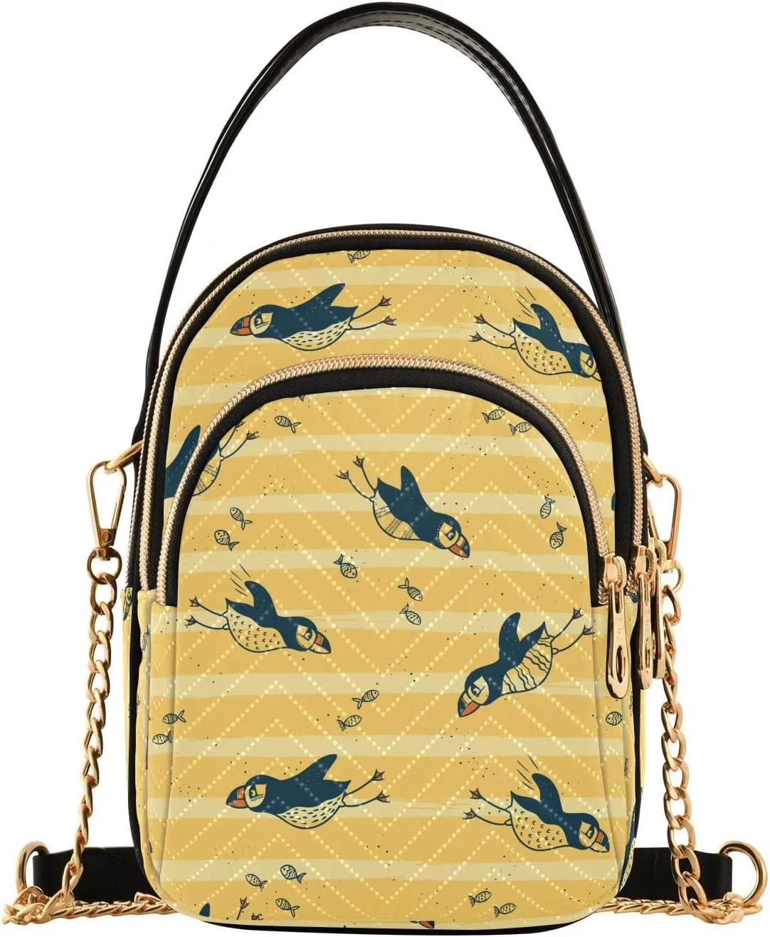 susiyo Cute Puffin Small Crossbody Bags Shoulder Bag for Women Multi Zipper Stylish Ladies Messenger Bags Phone Purse Handbag Wallet