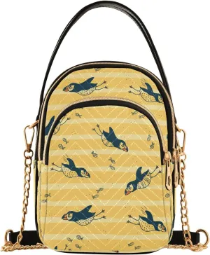 susiyo Cute Puffin Small Crossbody Bags Shoulder Bag for Women Multi Zipper Stylish Ladies Messenger Bags Phone Purse Handbag Wallet
