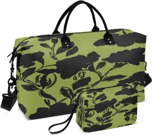 susiyo Shadow Of A Flower Expandable Travel Duffle Bag, Large Weekender Overnight Bags and Adjustable Strap, Carry On Shoulder Tote Bag, Gym Duffel Bag with Toiletry Bags for Hospital