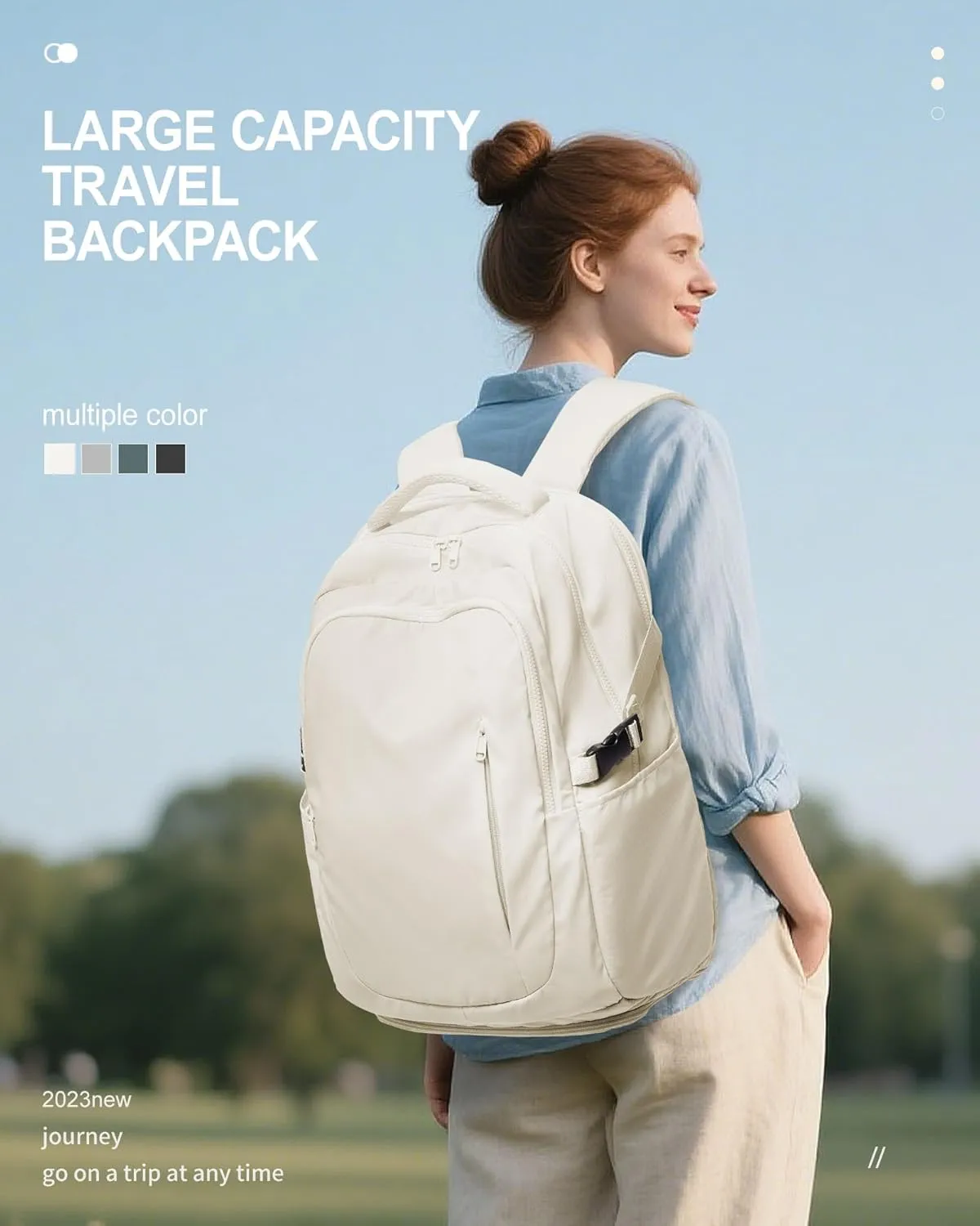 suwasp Large Travel Backpack for Women Men Airline Approved Carry On Personal Item Backpack Bag Frontier Airlines Personal Item Bag Flight Approved Luggage Backpack - White