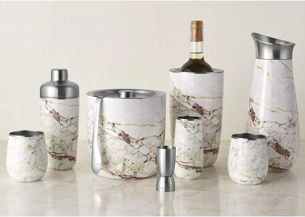 S'well Stainless Steel Wine Tumbler, 9oz, Calacatta Gold, Triple Layered Vacuum Insulated Container Keeps Drinks Colder for Longer, BPA Free Barware