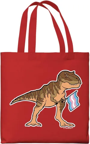 T-Rex With Trans Flag Canvas Tote Bag