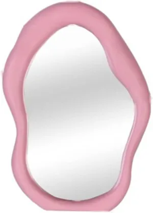 Tabletop Mirror Irregular Tabletop Mirror Dressing Table Makeup Mirror HD Mirror Home Bedroom Tabletop Decoration Mirror Solid Color Abnormity Standing Vanity Mirror(Pink)
