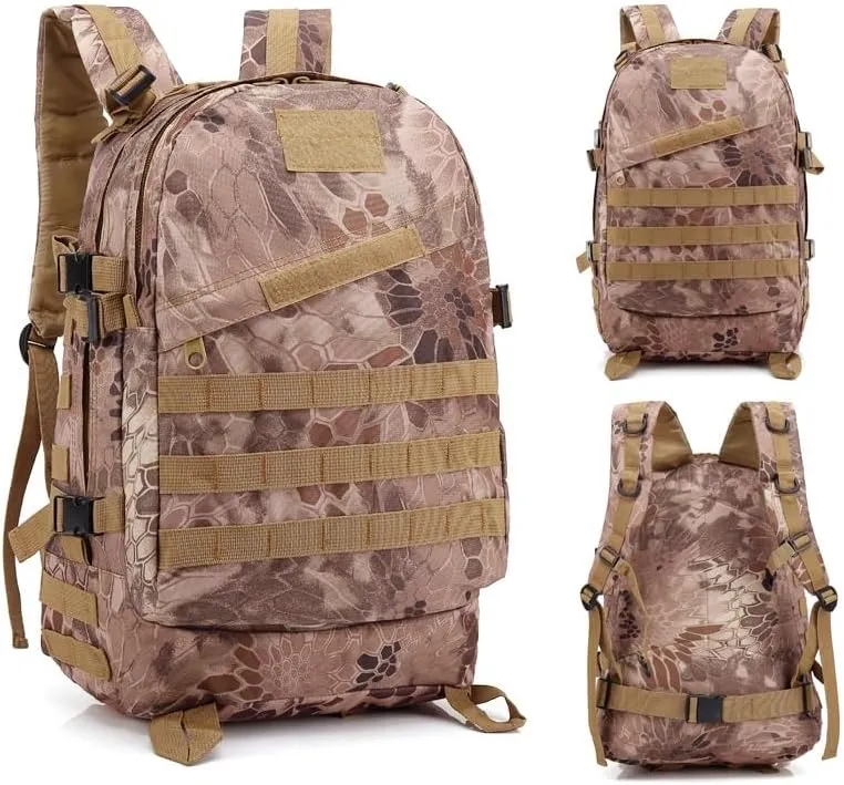 Tactical Backpack Military Molle Hiking 36-55L Camouflage outdoor sports bag khaki stripes
