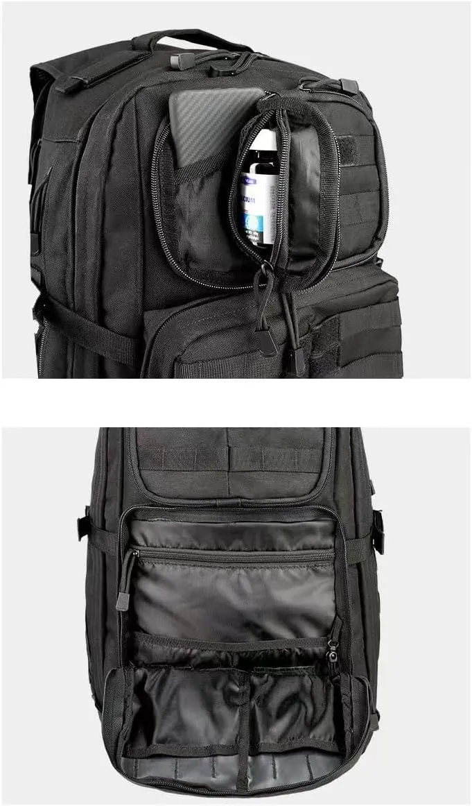 Tactical Backpack Military Molle Hiking 36-55L Tactical Camouflage Outdoor Sports Mountaineering Black