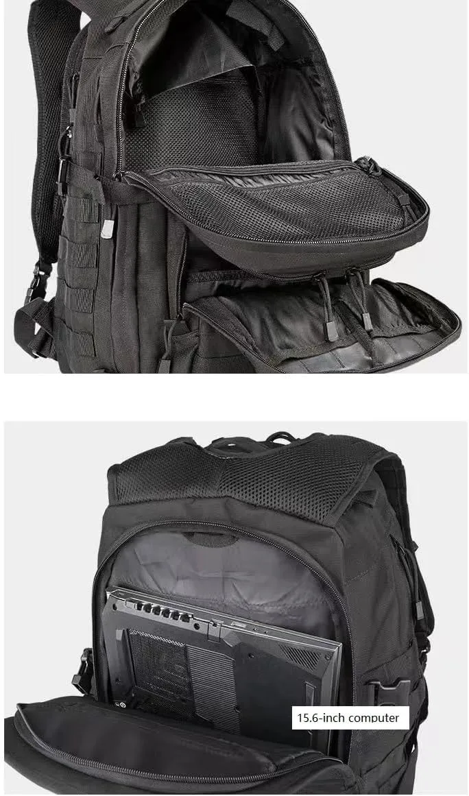 Tactical Backpack Military Molle Hiking 36-55L Tactical Camouflage Outdoor Sports Mountaineering Black