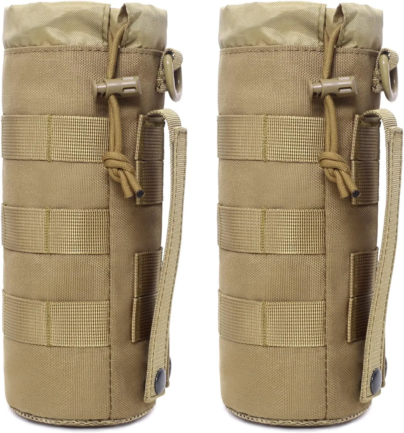 Tactical Molle Water Bottle Pouch Military Drawstring Open Top & Mesh Bottom Travel Water Bottle Holder Bag Tactical Hydration Carrier